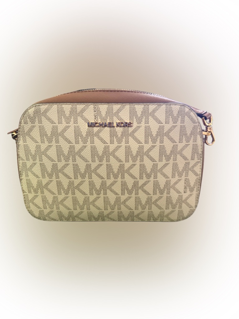 Michael Kors Beige and Tan Logo Crossbody